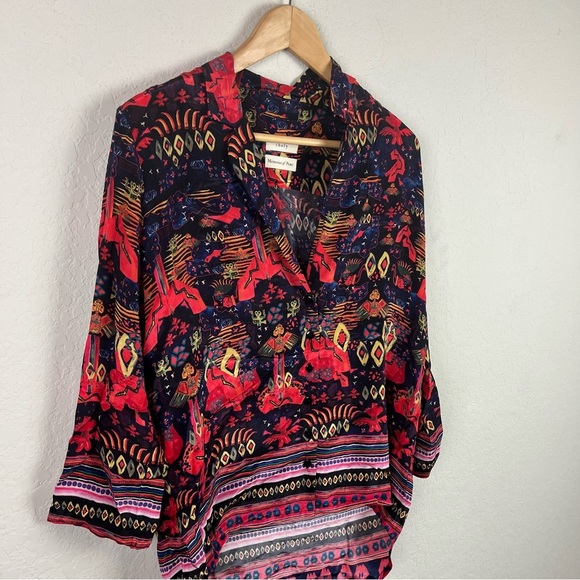 Chufy Memories Of Peru Top Blouse Print Button Down - Picture 6 of 11